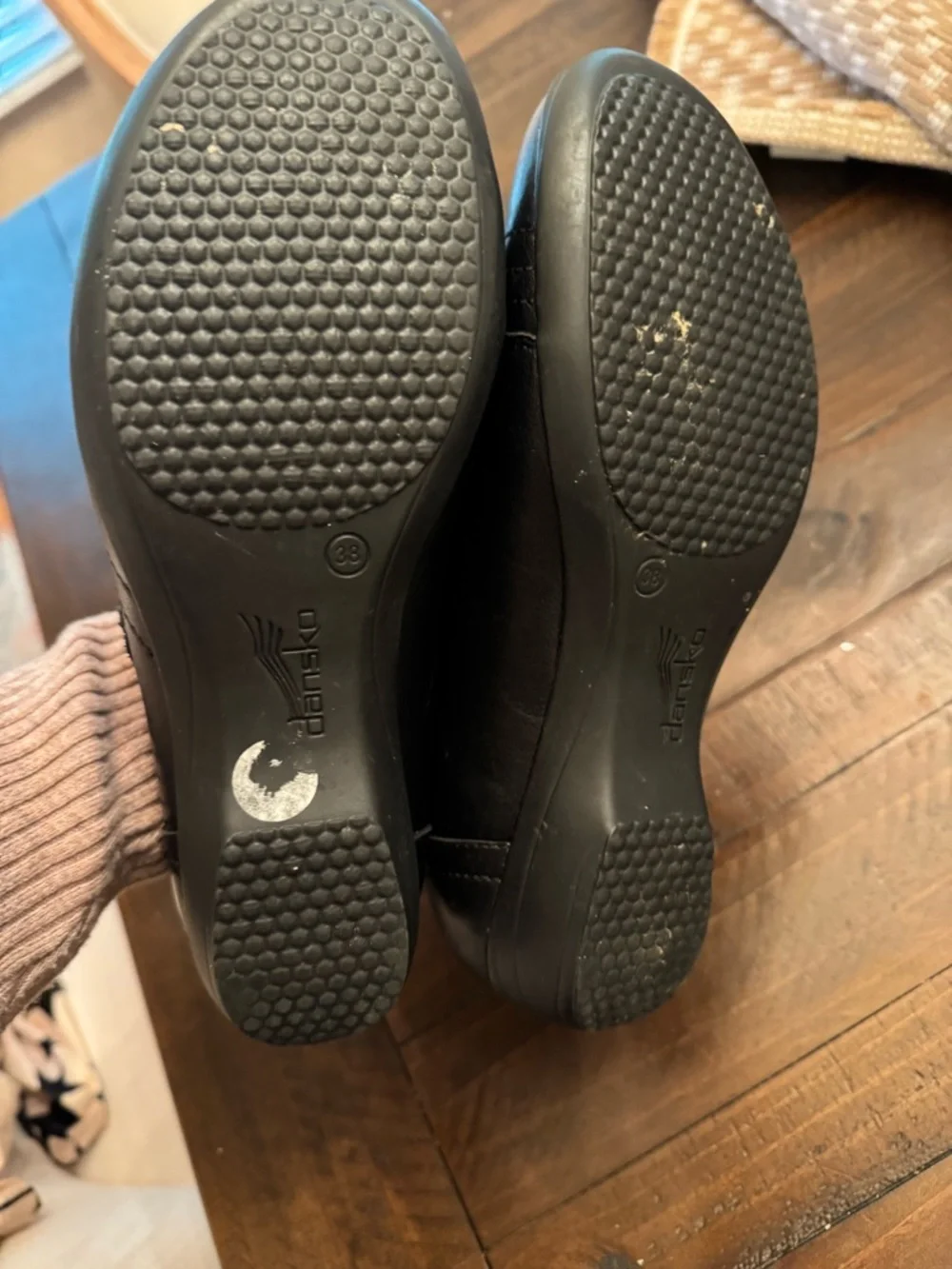 Dansko Franny Women’s Black Leather Slip On Wedge Sz 38 Comfort Arch Support